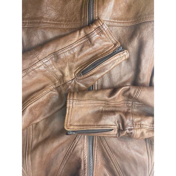 Vintage 80's Giovinezza Moda Rocco Brown Moto Leather Jacket Medium - Picture 10 of 16